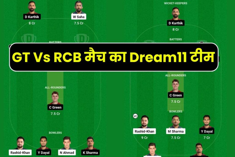 GT Vs RCB Dream11 Prediction In Hindi