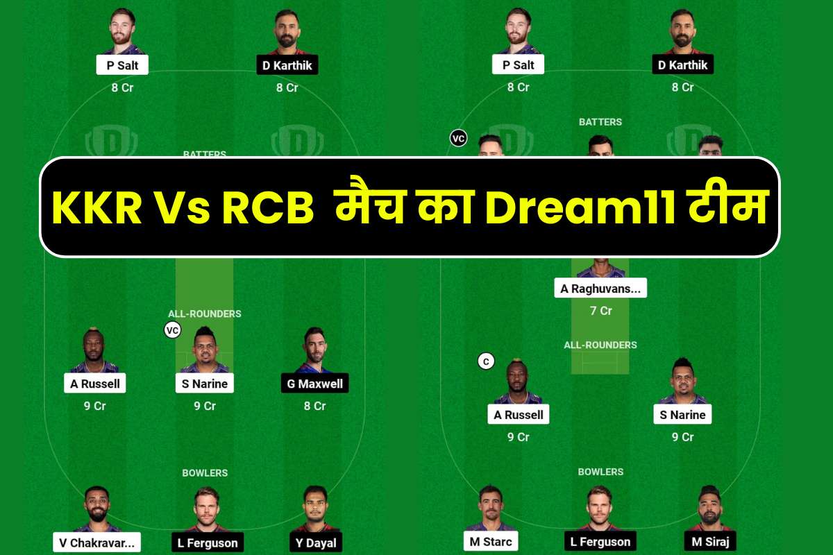 KKR Vs RCB Dream11 Prediction In Hindi