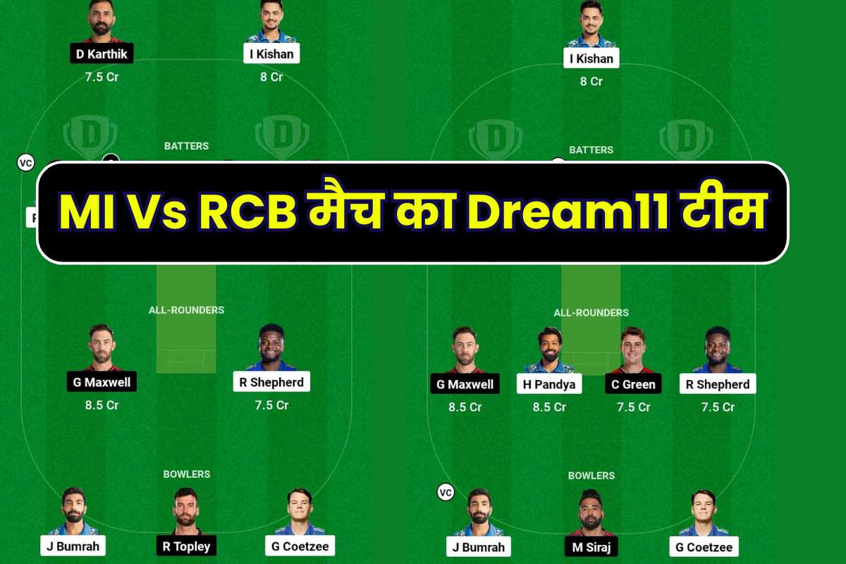 MI Vs RCB Dream 11 Prediction In Hindi