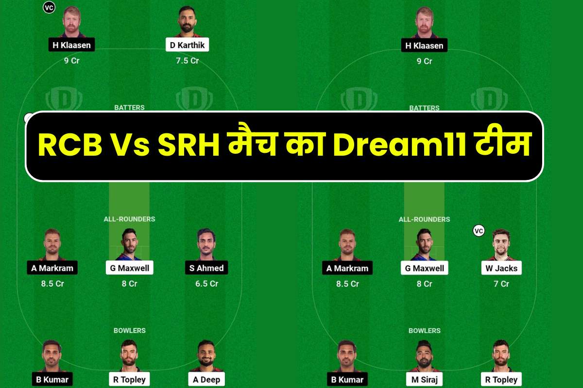 RCB Vs SRH Dream11 Prediction in Hindi
