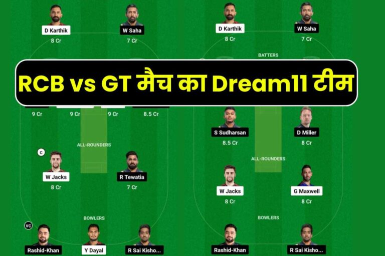 RCB vs GT Dream11 Prediction In Hindi